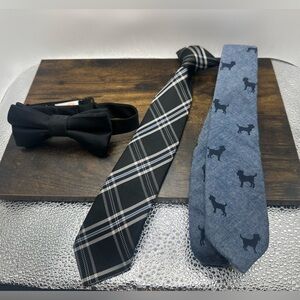 Set of 3 ties for little boys- clip on, bow tie, regular tie